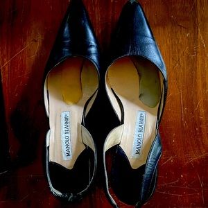 Manolo Blahnik Carolyne Black Kitten Heels Slingback 36